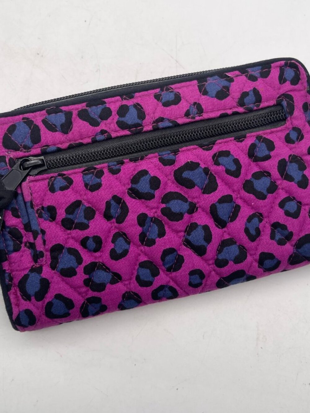 Vera Bradley Quilted Wallet With Turn Lock Purple Leopard Cheetah Print T20 - Picture 7 of 8